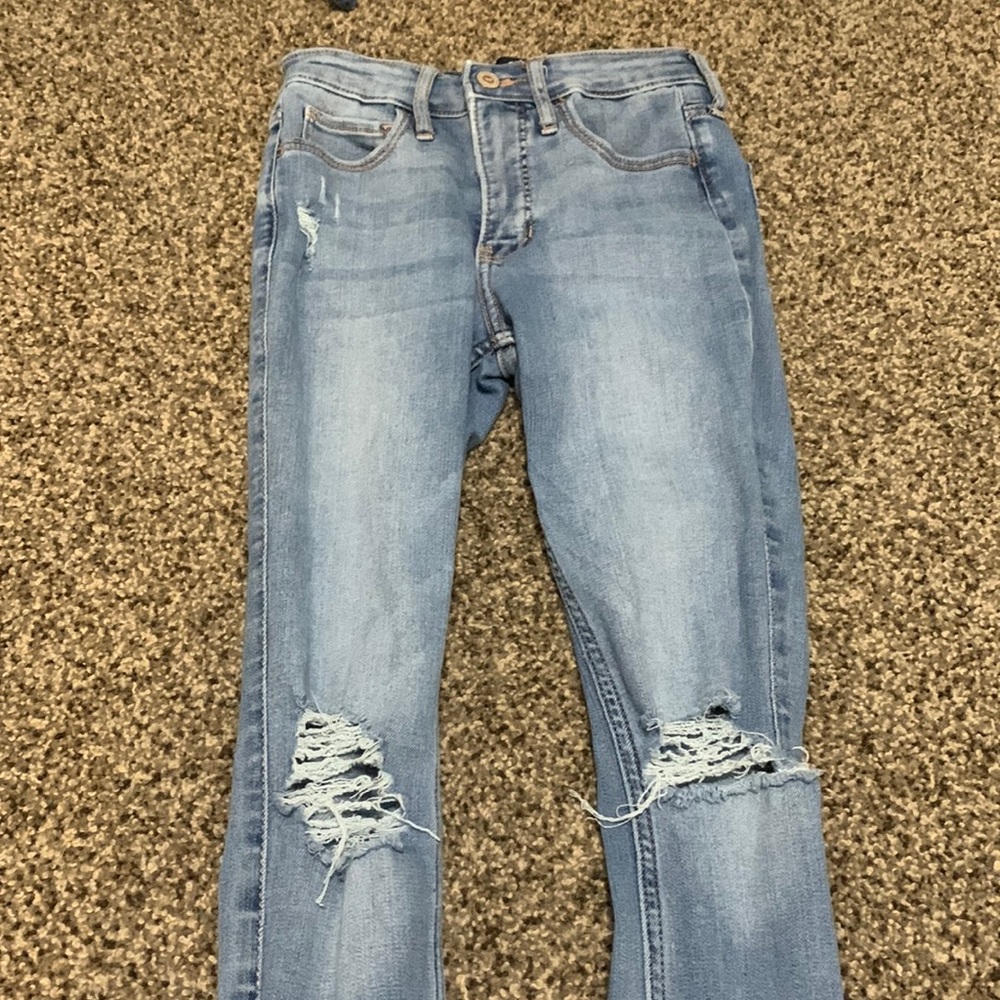Hollister Blue High-Rise Super Skinny Jeans Soft Stretch size 00S (23W 26L)